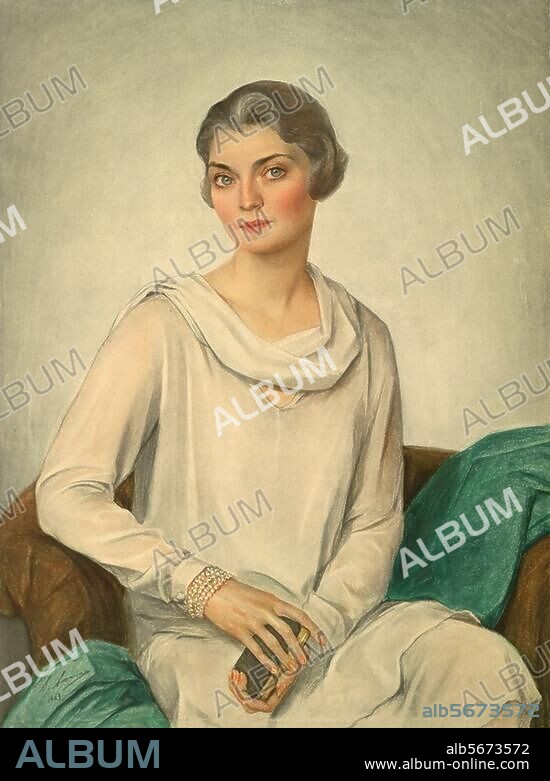 SAVELY SORINE. Sorine, Savely ; 1878-1953. "Portrait de dame", 1929. Dessin, aquarellé.
