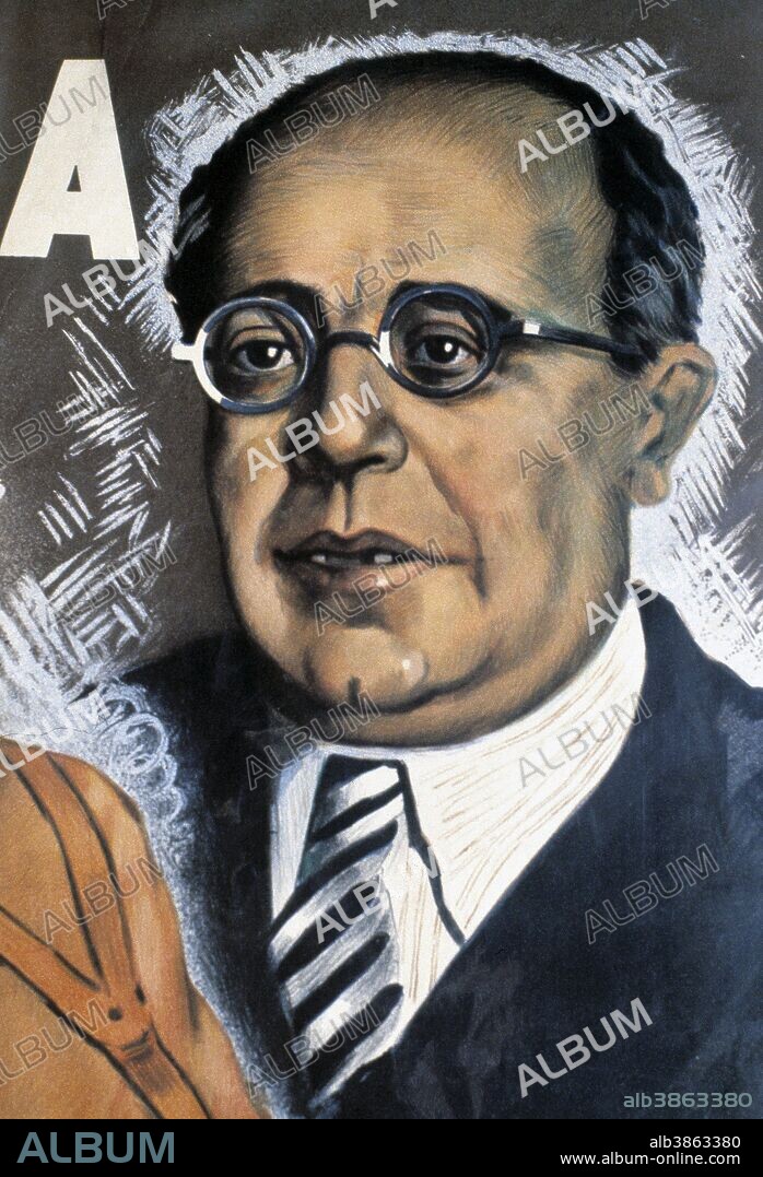 MANUEL AZAÑA. POLITICO ESPAÑOL. ALCALA DE HENARES 1880-1940. Presidente del Gobierno de España (1931-1933, 1936) y Presidente de la Segunda República Española (1936-1939).. DETALLE CARTEL PUBLICIDAD DE LA SEGUNDA REPUBLICA ESPAÑOLA.