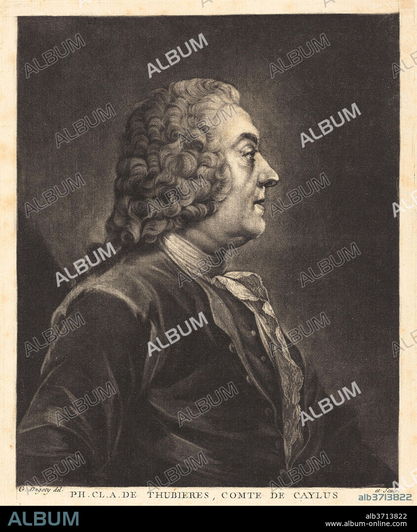 JEAN-BAPTISTE-ANDRE GAUTIER-DAGOTY. Ph. Cl. A. de Thubières, Comte de Caylus. Dated: c. 1770. Dimensions: plate: 25.1 x 20.7 cm (9 7/8 x 8 1/8 in.)  sheet: 31 x 23 cm (12 3/16 x 9 1/16 in.). Medium: mezzotint on laid paper.