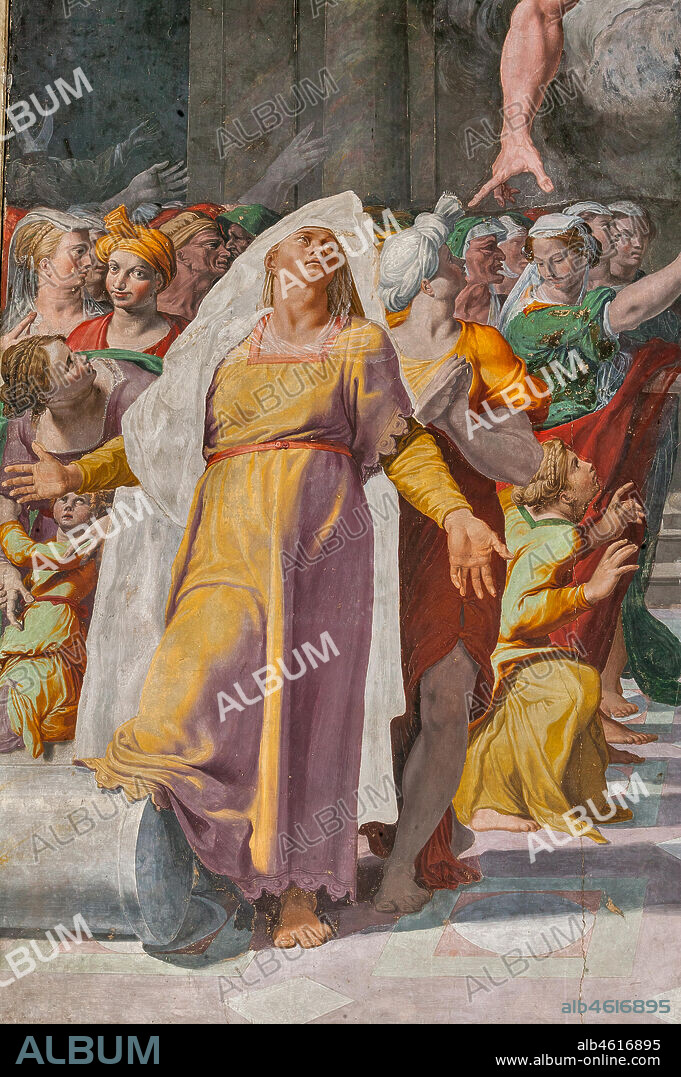 Bologna, Chiesa di San Giacomo, cappella Poggi: the announcement of the coming of the Baptist, detail.. Frescoes by Pellegrino Tibaldi, 1550 - 1551.