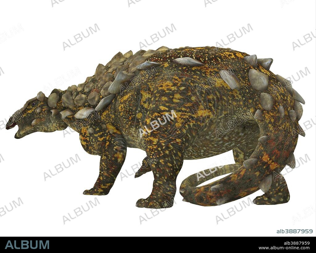 Gargoyleosaurus dinosaur on white background. Gargoyleosaurus was an ankylosaur that lived in the Jurassic Age of Wyoming, North America.