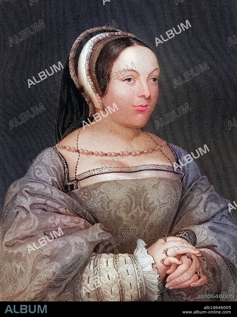 Margaret Tudor 1489-1541 Queen of Scots Wife of the Scottish King James IV, mother of James V, elder daughter of Henry VII of England. From the book Lodges British Portraits, published 1823, Historical, digitally restored reproduction from a 19th century original, Record date not stated