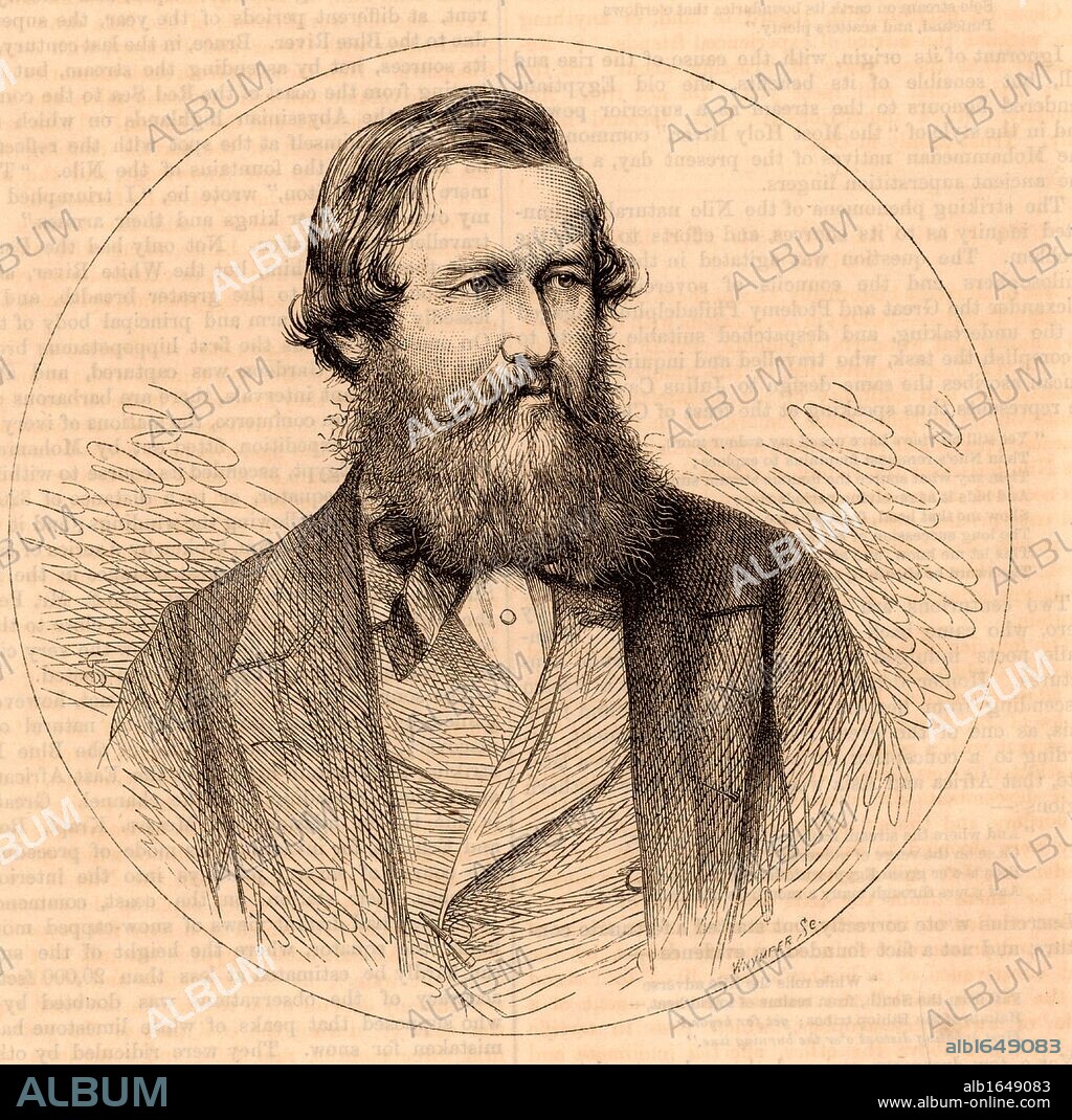 John Hanning Speke (1827-1864) born at Bideford, Devon, England. Officer in the British Indian Army and explorer of Africa. Accompanied Richard Burton's expedition (1855-1858), sponsored by the Royal Geographical Society, when he discovered Lake Victoria Nyanza. On a subsequent expedition of 1860-1862 he discovered the exit from the lake into the White Nile which he named Ripon Falls. Engraving from "The Leisure Hour" (London, 1864).  (Photo by: Universal History Archive/UIG via Getty Images).