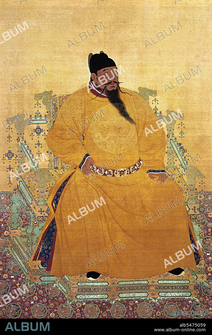 Emperor Yongle, 3rd ruler of the Ming Dynasty (r. 1402-1424). Personal Name: Zhu Di, Zhu Dì. Posthumous Name: Wendi, Wéndì. Temple Name: Chengzu, Chéngzu; Taizong, Tàizong. Reign Name: Ming Yongle, Ming Yonglè. The Yongle Emperor was the third emperor of the Ming Dynasty of China from 1402 to 1424. His Chinese era name Yongle means 'Perpetual Happiness'. He became emperor by conspiring to usurp the throne which was against the Hongwu Emperor's wishes. He moved the capital from Nanjing to Beijing where it was located in the following generations, and constructed the Forbidden City there. After its dilapidation and disuse during the Yuan Dynasty and Hongwu's reign, the Yongle Emperor had the Grand Canal of China repaired and reopened in order to supply the new capital of Beijing in the north with a steady flow of goods and southern foodstuffs. He commissioned most of the exploratory sea voyages of Zheng He. During his reign the monumental Yongle Encyclopedia was completed. The Yongle Emperor is buried in the Changling tomb, the central and largest mausoleum of the Ming Dynasty Tombs.