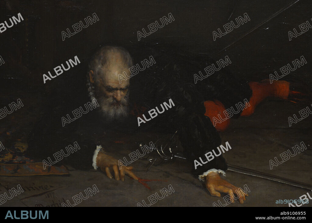 MANUEL RAMIREZ IBAÑEZ (1856-1925). SPANISH PAINTER.. Francisco Pizarro (1478-1541). Spanish conquistador. Death of Francisco Pizarro. Oil on canvas (151 x 201 cm) by Manuel Ramirez Ibañez (1856-1925), 1877. Detail. Army Museum. Toledo, Spain (On loan from Prado Museum, Spain).