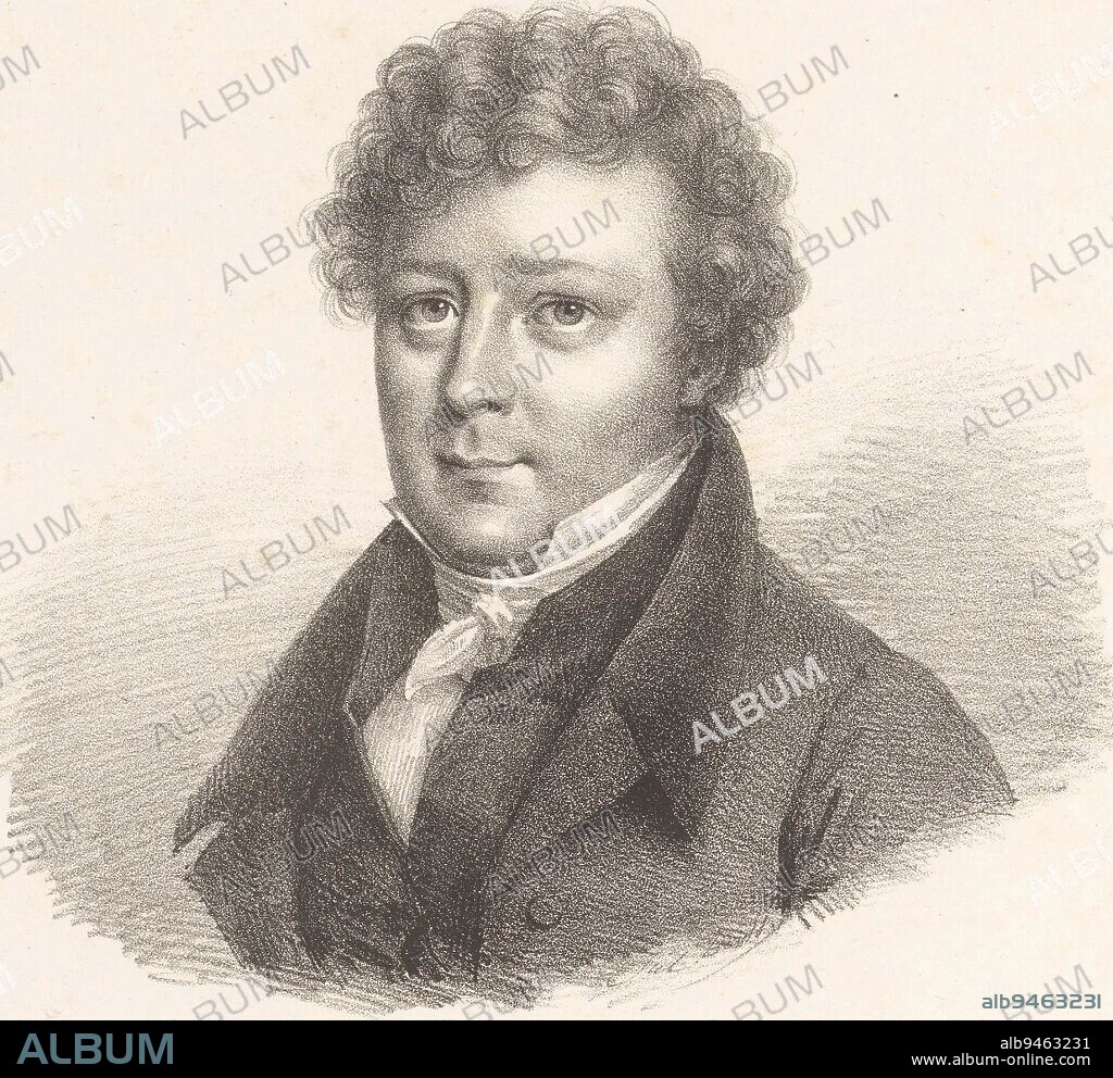 Portrait of the archaeologist Jean-Antoine Letronne, Julien-Léopold Boilly, c. 1820 - c. 1823, print maker: Julien-Léopold Boilly, (mentioned on object), publisher: Antoine François Piéri-Bénard, Paris, c. 1820 - c. 1823, paper, h 360 mm - w 270 mm.