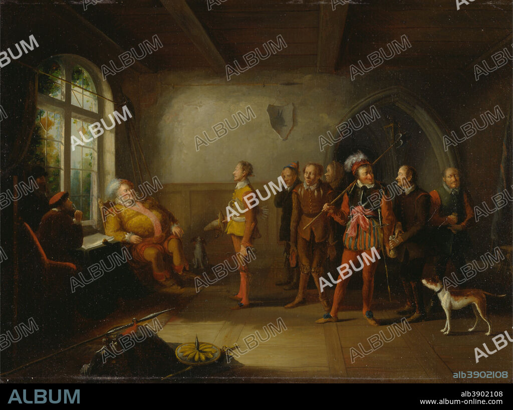 JOHN CAWSE. Falstaff and the recruits, from "Henry IV, Part II". Date/Period: Ca. 1818. Painting. Oil on canvas. Height: 641 mm (25.23 in); Width: 845 mm (33.26 in).