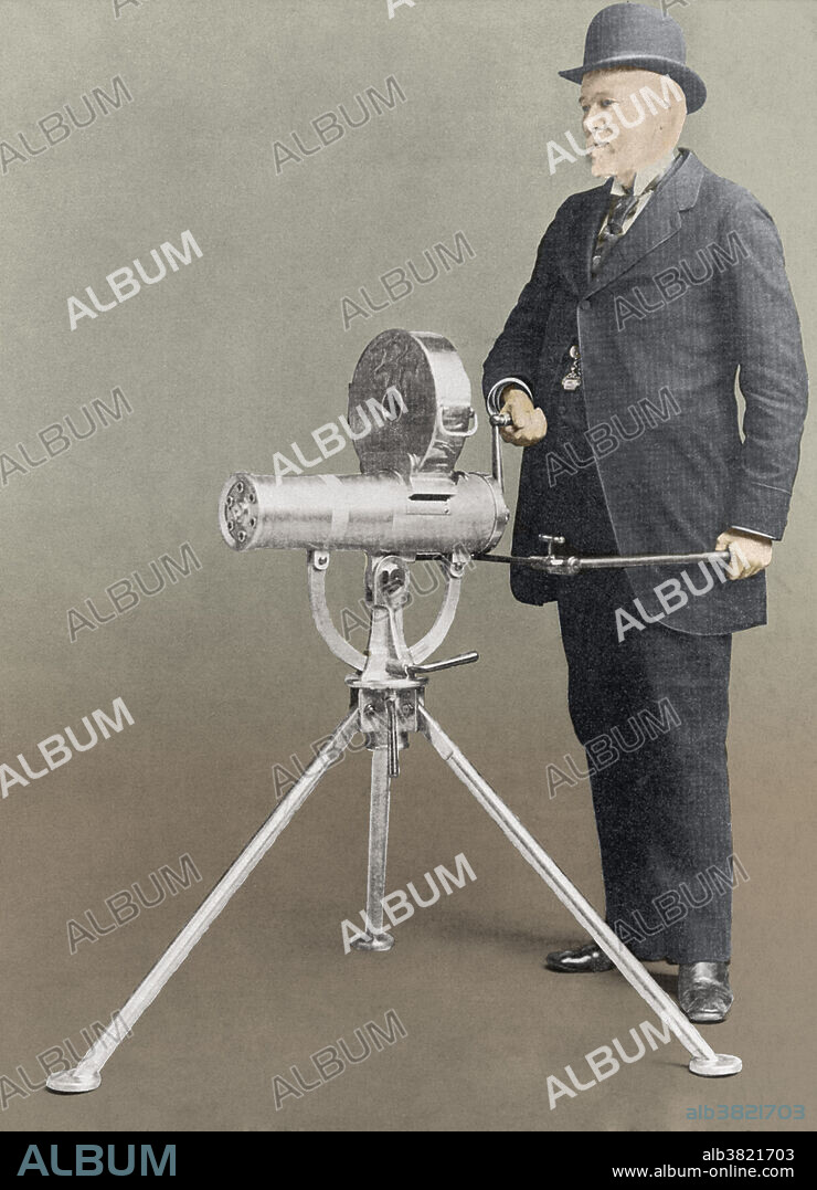 Richard Jordan Gatling (1818-1903), inventor of the Gatling gun, the first successful machine gun.