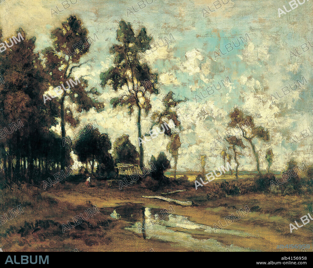 THÉODORE ROUSSEAU. Théodore Rousseau (Paris 1812 - Barbizon 1867). The Colliers´ Hut in the Forest of Fontainebleau (ca. 1855). Oil on canvas. 34.2 x 42.1 cm.