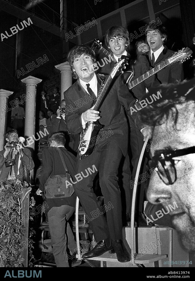 STOCKHOLM 1964-07-28 *FOR YOUR FILES*. John Lennon George Harrison, Ringo Starr and Paul McCartner of the Beatles are seen during a concert at the Johanneshov Ice Stadium in Stockholm, Sweden, July 28, 1964. Foto: Folke Hellberg / DN / TT / Kod: 23. **OUT SWEDEN OUT**.