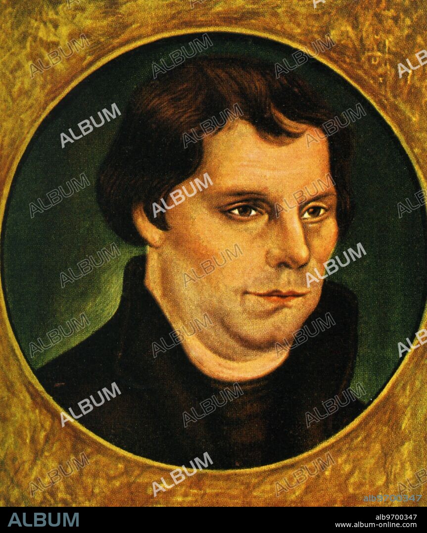 Martin Luther (1483-1546) - after a miniature from Lukas Cranach -. Martin Luther (November 10, 1483 - February 18, 1546) was a German university professor whose confrontation with Charles V at the Diet of Worms over freedom of conscience in 1521 shook the Holy Roman Empire. He was a monk, theologian, and church reformer as well. ©TopFoto.