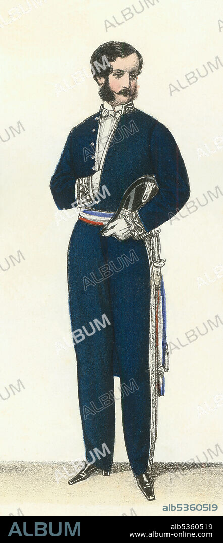 Francia. Siglo XIX. Uniformes y vestidos de gala. Comisario de policía.