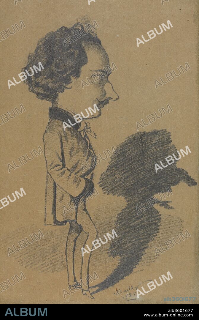 Caricature of a Standing Man. Artist: Hippolyte Mailly (French, 1829-1863). Dimensions: Sheet: 16 1/4 × 10 3/4 in. (41.3 × 27.3 cm). Date: 1857.