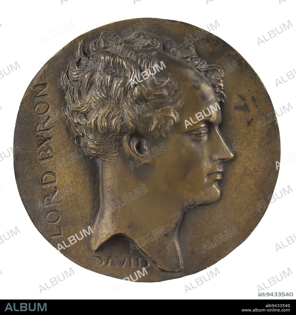 Portrait of Lord Byron (1788-1824), David d'Angers, Pierre-Jean, Sculptor, Richard, Louis, Founder, 19th century, Sculpture, Medallion (sculpture), Dimensions - Work: Diameter: 15 cm.