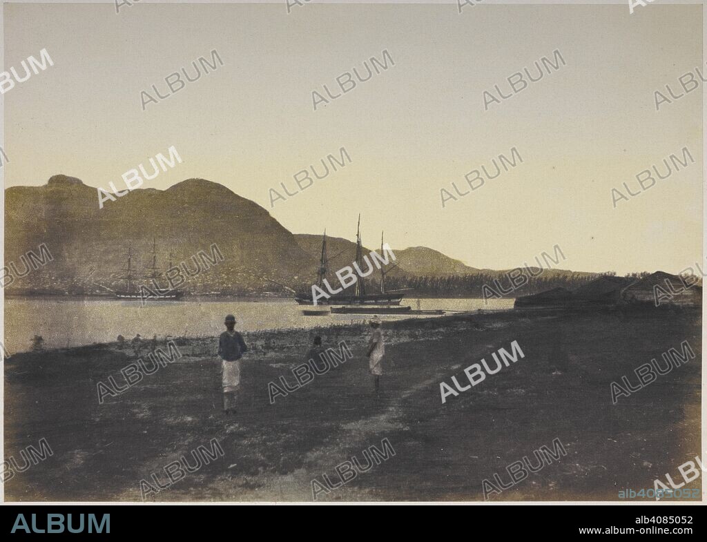 FREDERICK FIEBIG. Harbour of Port Louis. Fiebig Collection: Views in Mauritius. c. 1853. Hand-coloured salt print. Source: Photo 250/(29).