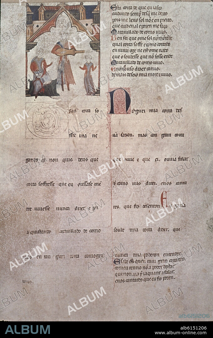 PAGINA DEL CANCIONERO D'AJUDA - PERGAMINO FECHADO ALREDEDOR DE 1280.