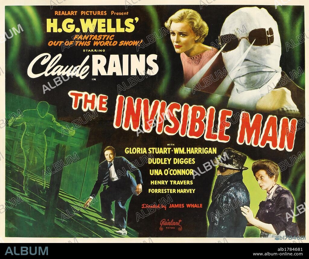Poster of THE INVISIBLE MAN, 1933, directed by JAMES WHALE. Copyright UNIVERSAL PICTURES.