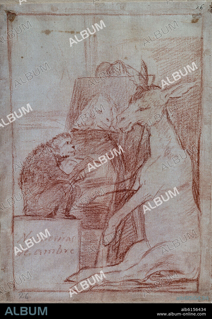 FRANCISCO DE GOYA. NO MORIRAS DE HAMBRE - DIBUJO PREPARATORIO PARA EL CAPRICHO 41 - NI MAS NI MENOS - SIGLO XVIII.
