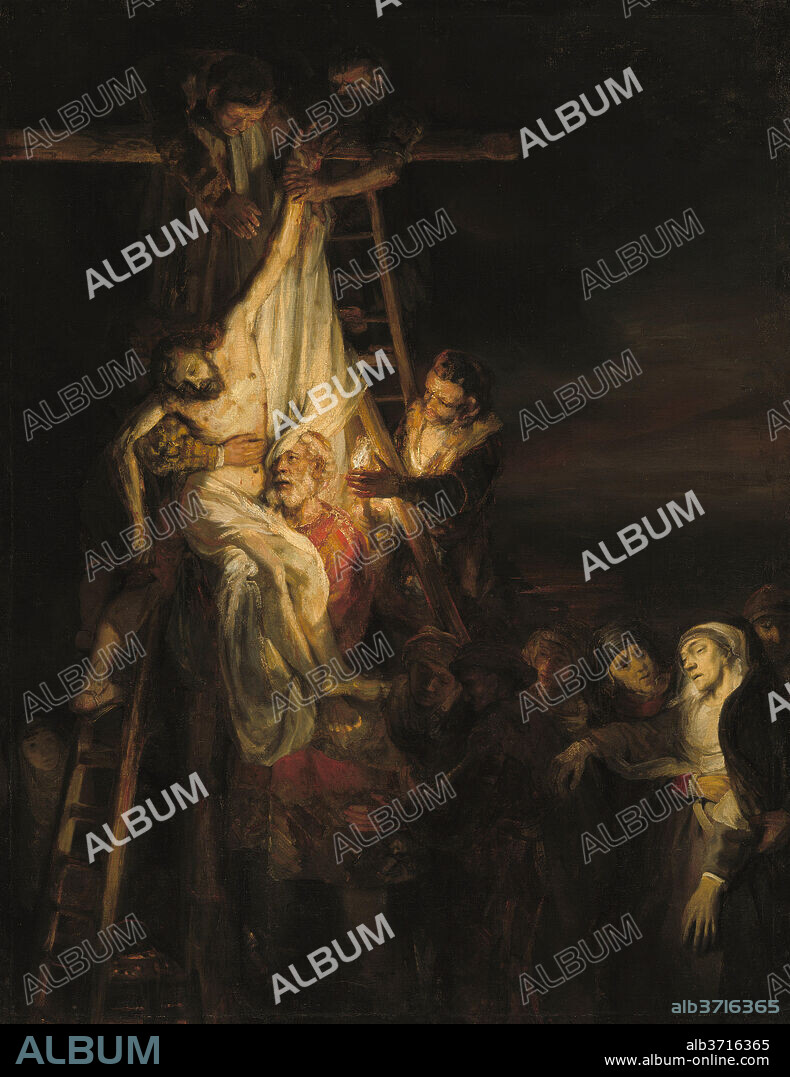 REMBRANDT WORKSHOP (PROBABLY CONSTANTIJN VAN RENESSE). The Descent from the Cross. Dated: 1650/1652. Dimensions: overall: 142 x 110.9 cm (55 7/8 x 43 11/16 in.)  framed: 181 x 147.3 cm (71 1/4 x 58 in.). Medium: oil on canvas.