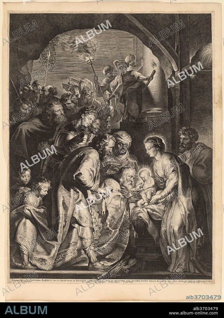 LUCAS EMIL VORSTERMAN, AFTER SIR PETER PAUL RUBENS. The Adoration of the Magi. Dated: 1620. Dimensions: plate: 58.1 x 44.1 cm (22 7/8 x 17 3/8 in.)  sheet: 58.2 x 44.3 cm (22 15/16 x 17 7/16 in.). Medium: engraving on laid paper.