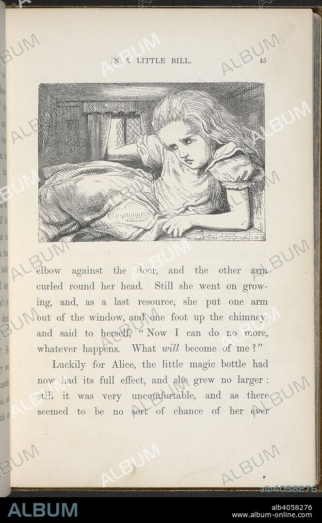 Alice, as she grows larger. Alice's Adventures in Wonderland. With forty-two illustrations by John Tenniel. London : Macmillan & Co., 1866 [1865]. Source: C.59.g.11, page 45.
