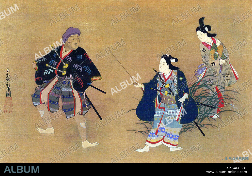 Yamato-e is a style of Japanese painting inspired by Tang Dynasty paintings and developed in the late Heian period. It is considered the classical Japanese style. From the Muromachi period (15th century), the term Yamato-e has been used to distinguish work from contemporary Chinese style paintings (kara-e), which were inspired by Song and Yuan Dynasty Zen Buddhism paintings. The Yamato-e often tell narrative themes with text along with them, show the beauty of nature, e.g. famous places (meisho-e), and the four seasons (shiki-e). The pictures are non-symbolic and have the objective of depicting the beauty in nature. The pictures are often on scrolls that can be hung on a wall (kakemono) or handscrolls (emakimono) that could be read from right to left with the accompanying story or on a folding screen (byoubu) or panel (shouji). Although they received their name from the Yamato period (250-710 CE), Yamato-e pictures rather stand for a style and are not restricted to a particular period. Although the most famous artists painted in sumi-e style in the Muromachi period, this was not characteristic of early pictures.