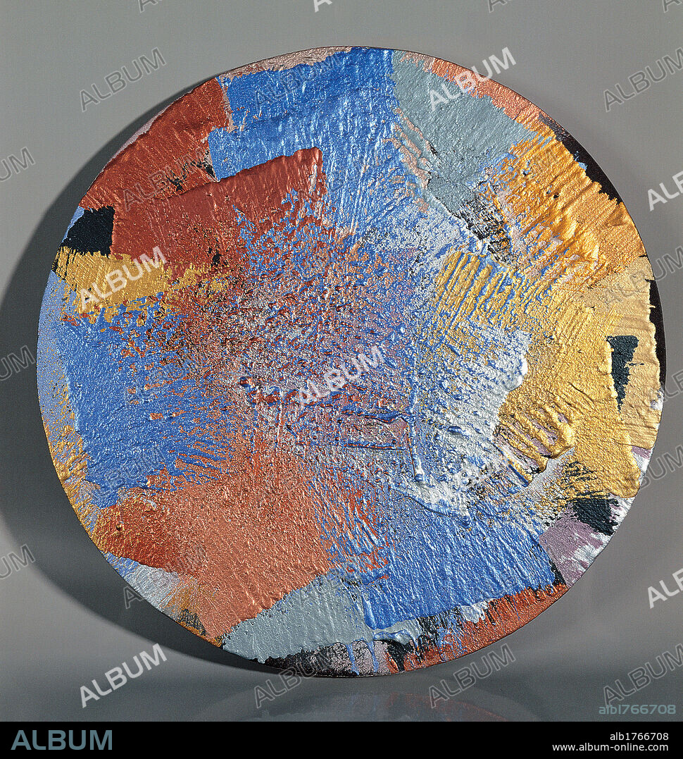 Round Composition, by Carmengloria Morales, 20th Century,. Italy, Lombardy, Milan, Electa Collection. Abstract composition colors.  Please remember that author's rights have to be cleared for modern and contemporary works of arts.