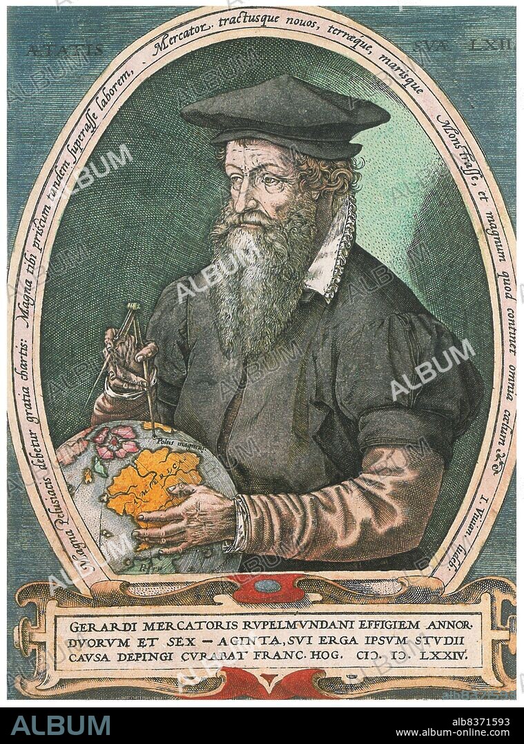 Gerardus Mercator, a Flemish German (5 March 1512 2 December 1594) was a cartographer renowned for creating a world map based on a new projection which represented sailing courses of constant bearing as straight linesan innovation that is still employed in nautical charts used for navigation.<br/><br/>. In his own day he was the world's most famous geographer but, in addition, he had interests in theology, philosophy, history, mathematics and magnetism as well as being an accomplished engraver, calligrapher and maker of globes and scientific instruments.