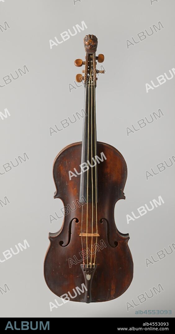 Viola, Large viola with carved lion's head. Marked: Daniel Raetzen Fecit Hamburg 1732., Daniel Rätzen, Hamburg, 1732, wood (plant material), h 70.0 cm × w 22.0 cm × d 10.0 cm.