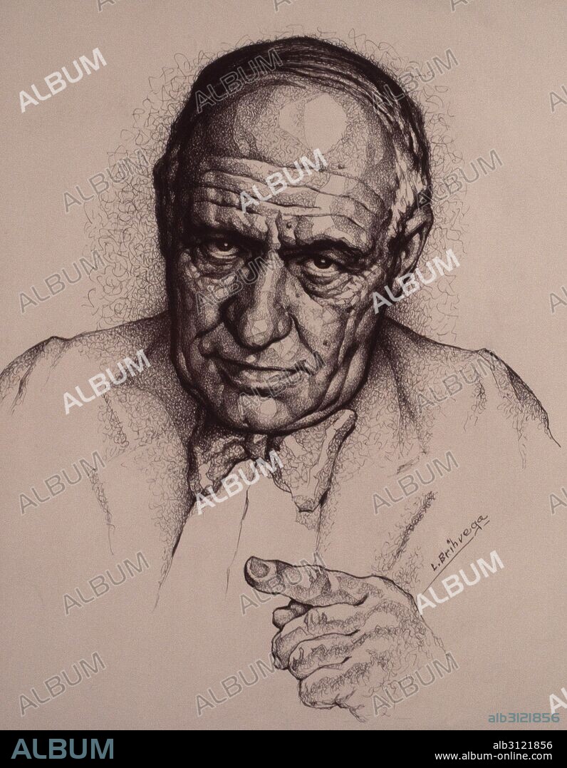 L. BRIHUEGA. ORTEGA Y GASSET , JOSE  FILOSOFO Y ESCRITOR ESPAÑOL . MADRID 1883 - 1955  DIBUJO DE L . BRIHUEGA.