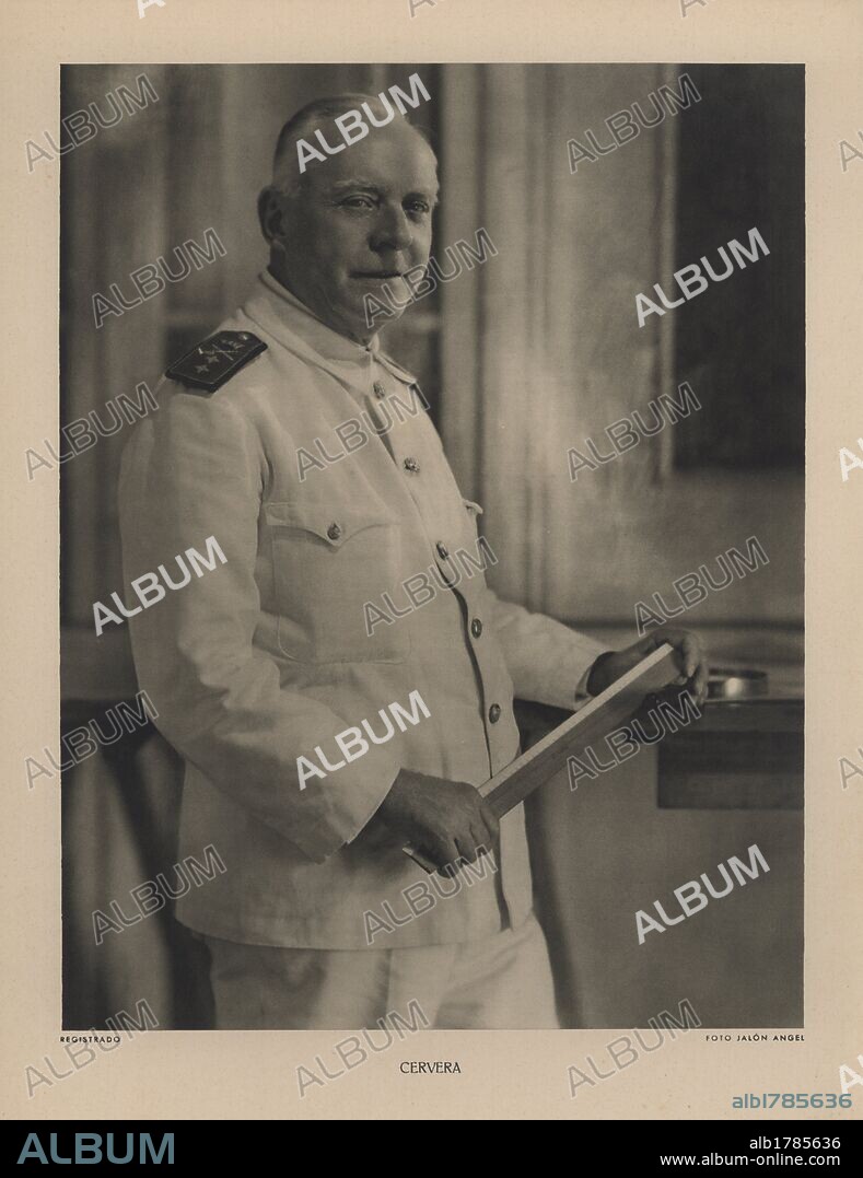 JALÓN ÁNGEL. España. Guerra civil (1936-1939). Militar del ejército nacional. Juan Cervera Valderrama (1870-1952). Marino, comandante y jefe de la Marina Nacional. Foto Jalón Angel (Zaragoza).