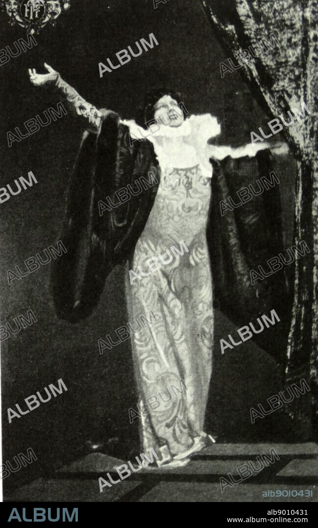 Queen Elizabeth', 1912. Sarah Bernhardt saw the film versions of her famous vehicles as 'my one chance for immortality', but insisted on filming them as they were on the stage.