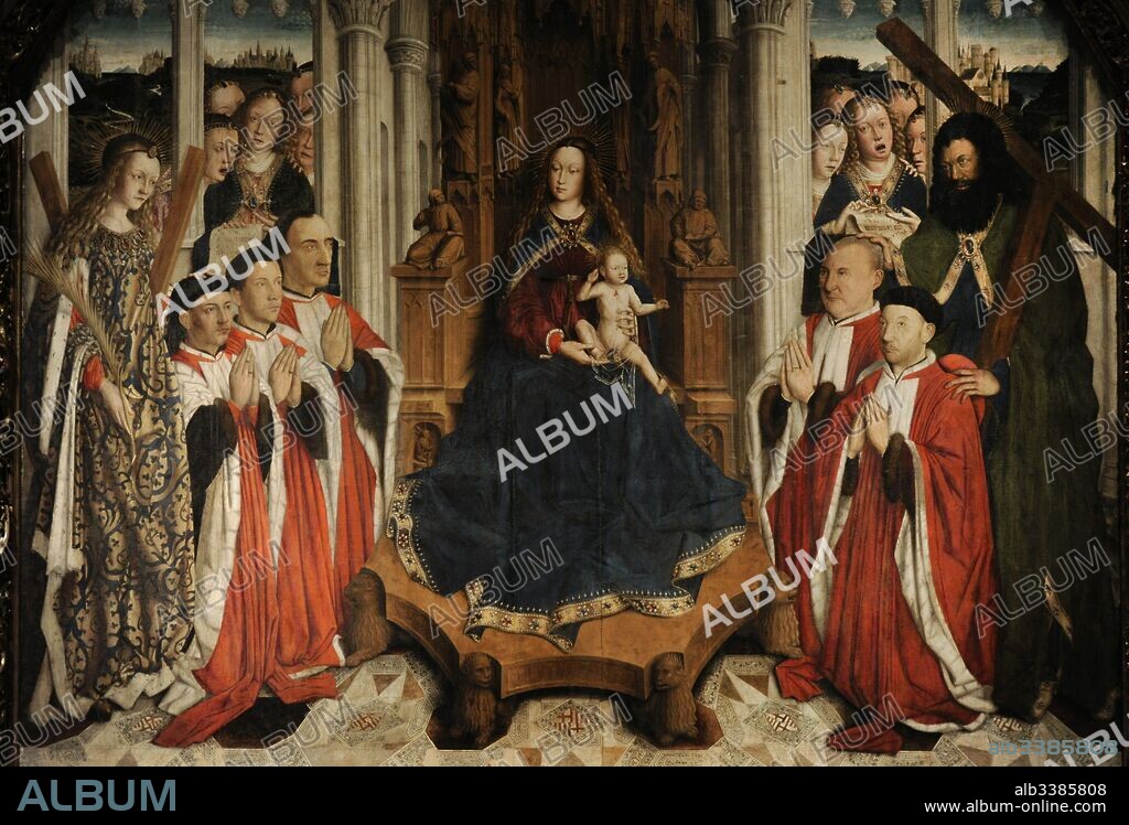 Lluís Dalmau (1443-1445). Pintor gótico español. Retablo de la Virgen dels Consellers (Mare de Déu dels Consellers), 1443-1445. Museo Nacional de Arte de Cataluña (MNAC). Barcelona. Cataluña. España.