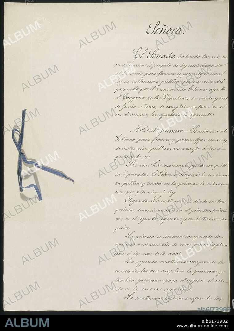 LEY DE INSTRUCCION PUBLICA DE 1857 - PRIMERA PAGINA.