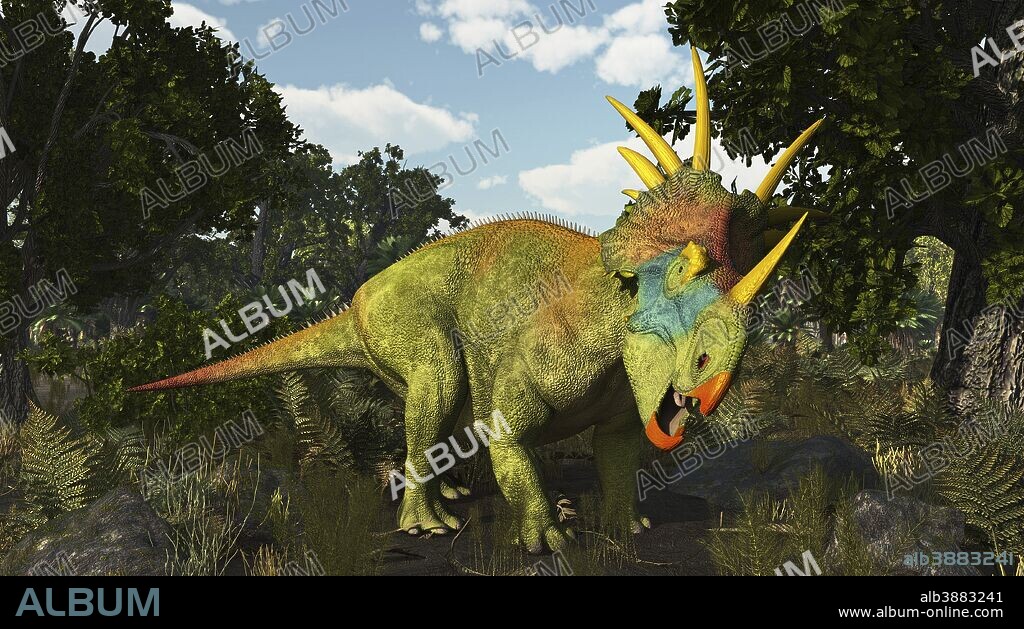 Styracosaurus, a horned dinosaur of the late Cretaceous.