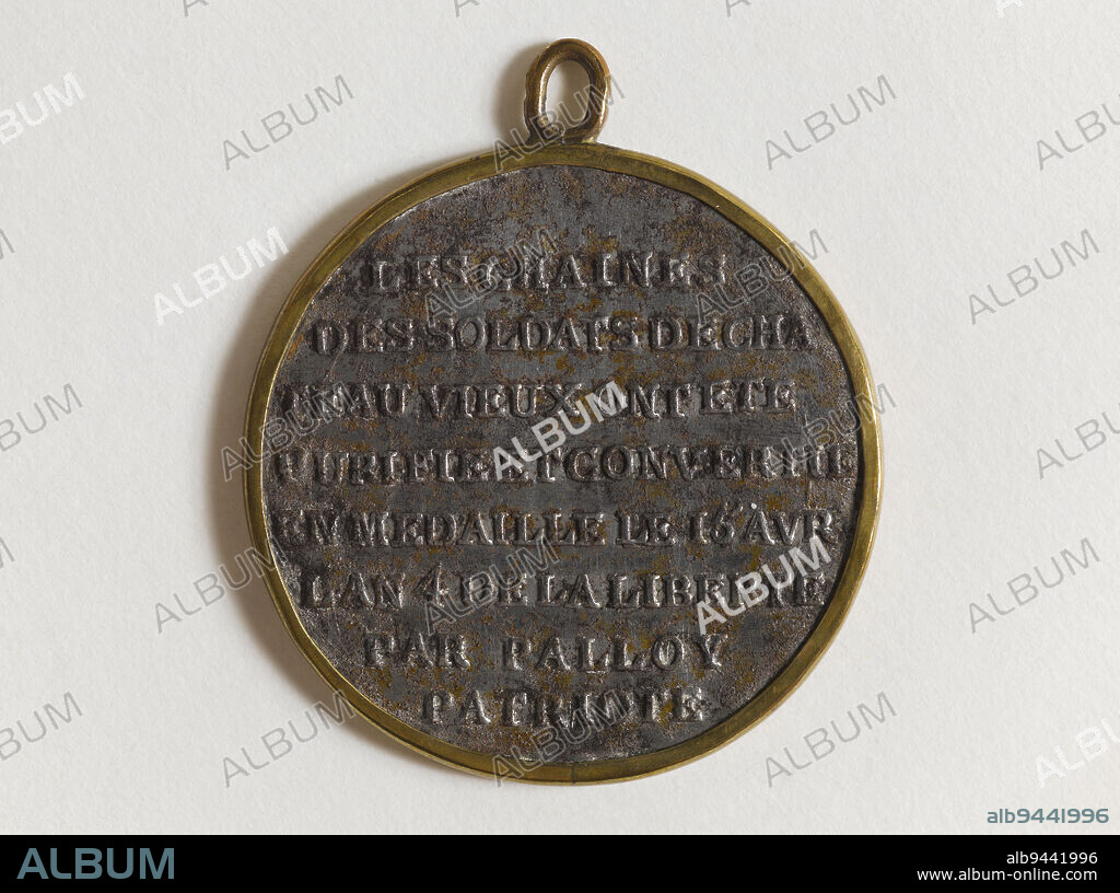 Medal of the soldiers of the regiment of Châteauvieux, April 9, 1792, Palloy, Pierre-François, Engraver in medals, Array, Numismatic, Medal, Diameter: 4 cm, Weight (type size): 15.33 g.