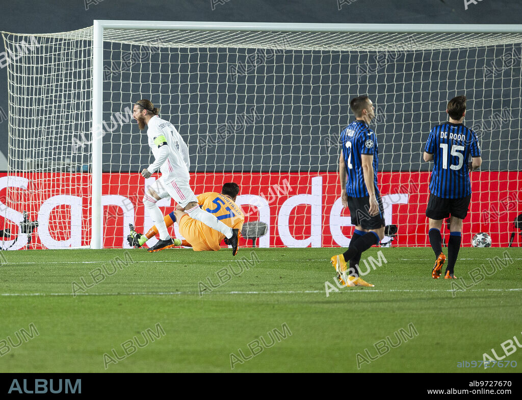 Madrid, 03/16/2021. Champions League. Played at the Alfredo Di Stéfano stadium. Real Madrid - Atalanta. In the image, Sergio Ramos. Photo: Ignacio Gil. ARCHDC.
