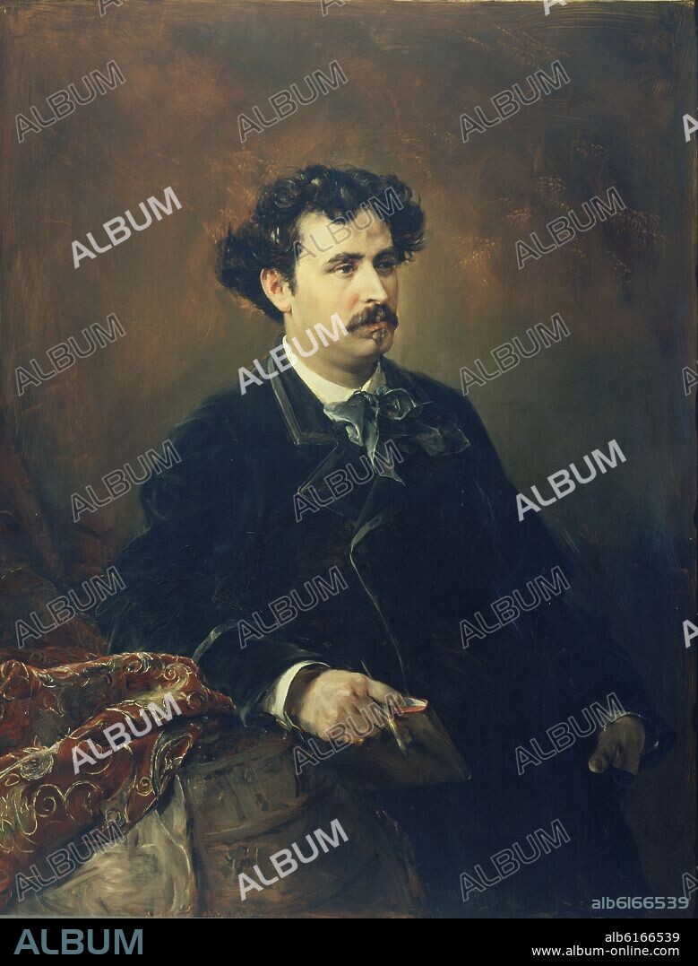 FRANCISCO DOMINGO MARQUES (1842-1920). RETRATO DEL PINTOR MARIANO FORTUNY-OLEO/LIENZO-118X91 CMS.