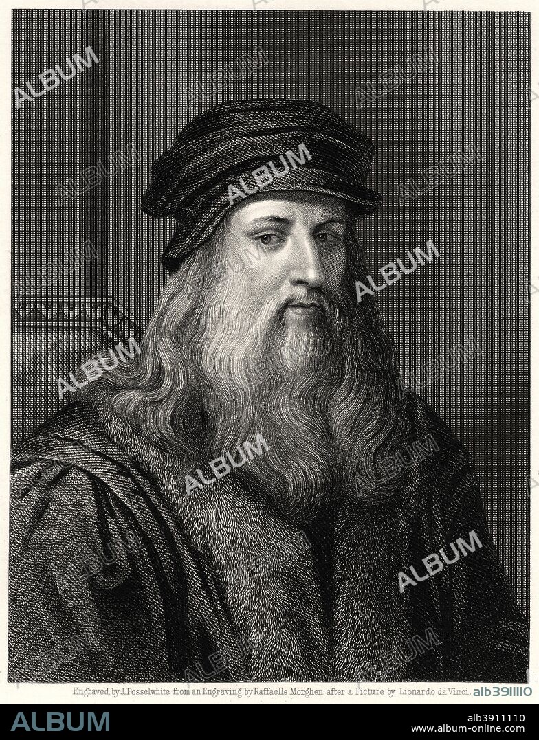 'Leonardo da Vinci', 19th century. Leonardo da Vinci (1452-1519), Italian artist, engineer, scientist and inventor whose drawings featured ideas such as a spinning wheel and a flying machine. He dissected human bodies which he used to produce accurate anatomical drawings, studied the properties of light and water and worked in Milan as an inspector of fortifications and later in Florence as a military engineer.