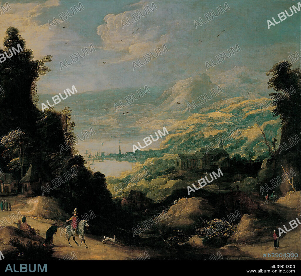 JOOST DE MOMPER. Mountain Landscape. Date/Period: 1625 - 1630. Painting. Oil on canvas. Height: 1,400 mm (55.11 in); Width: 1,620 mm (63.77 in).