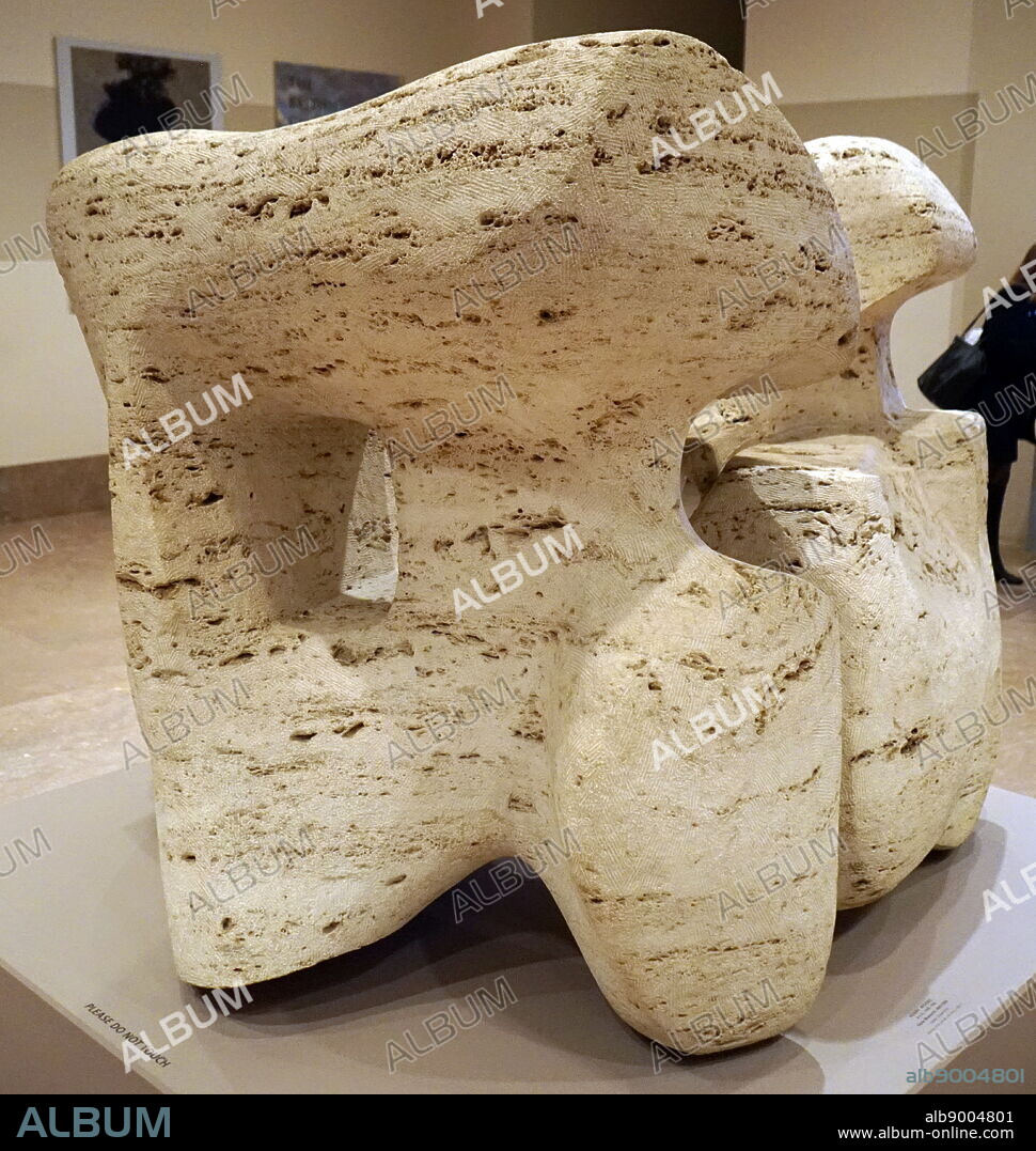 Stone memorial by Henry Moore (1898-1986) an English artist and sculptor. Dated 20th Century.