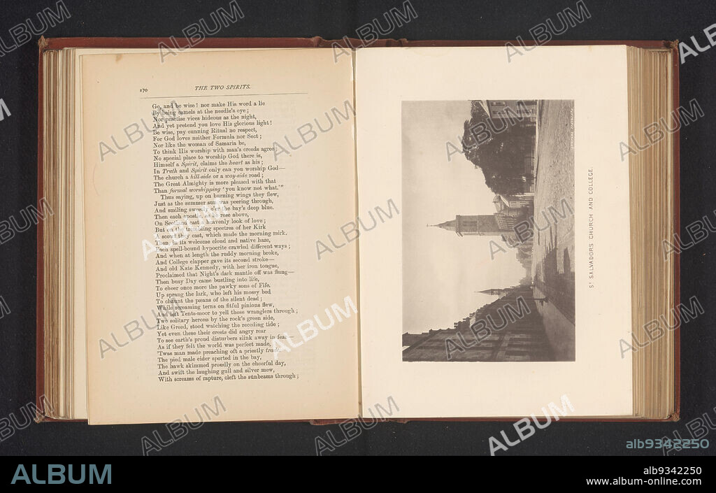 View of Saint Salvator's College and Saint Salvator's Chapel in Saint Andrews, St. Salvadors Church and College, Thomas Rodger, Sawyer's, (mentioned on object), Saint Andrews, c. 1866 - in or before 1876, paper, collotype, height 91 mm × width 139 mm.