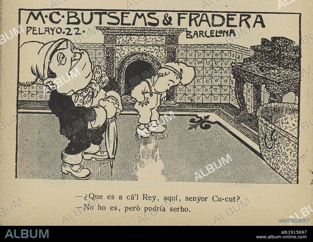 GAIETÀ CORNET PALAU. Publicidad de un taco de calendario Cucut de 1909. Dibujos de Gaietà Cornet Palau (1878-1945). Butsems & Fradera, Barcelona.