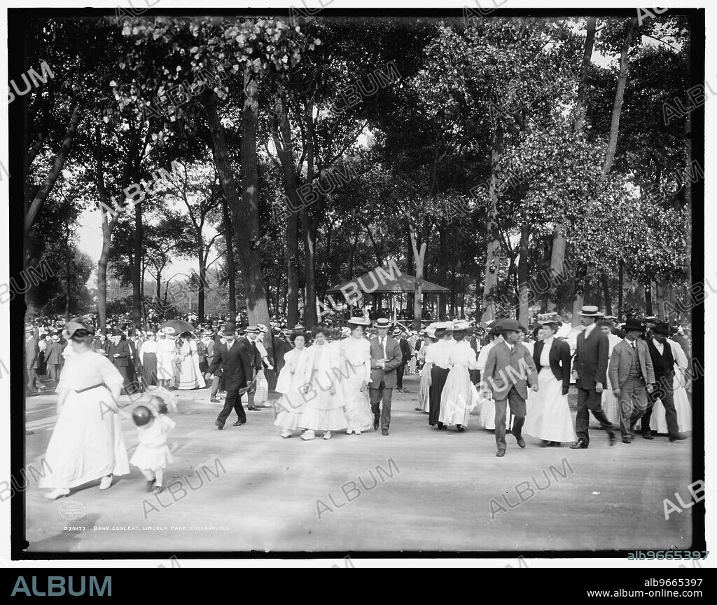 HANS BEHM. Band concert, Lincoln Park, Chicago, Ill., c1907.