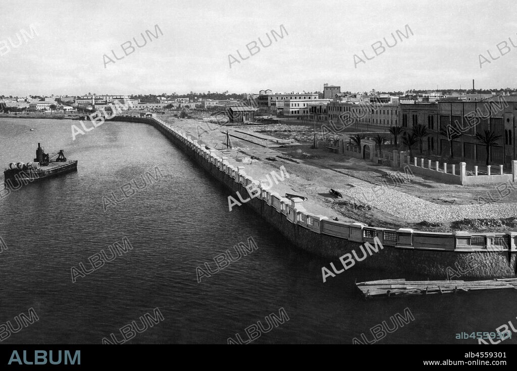 Promenade under construction, tripoli, libya, africa 1920 1930.