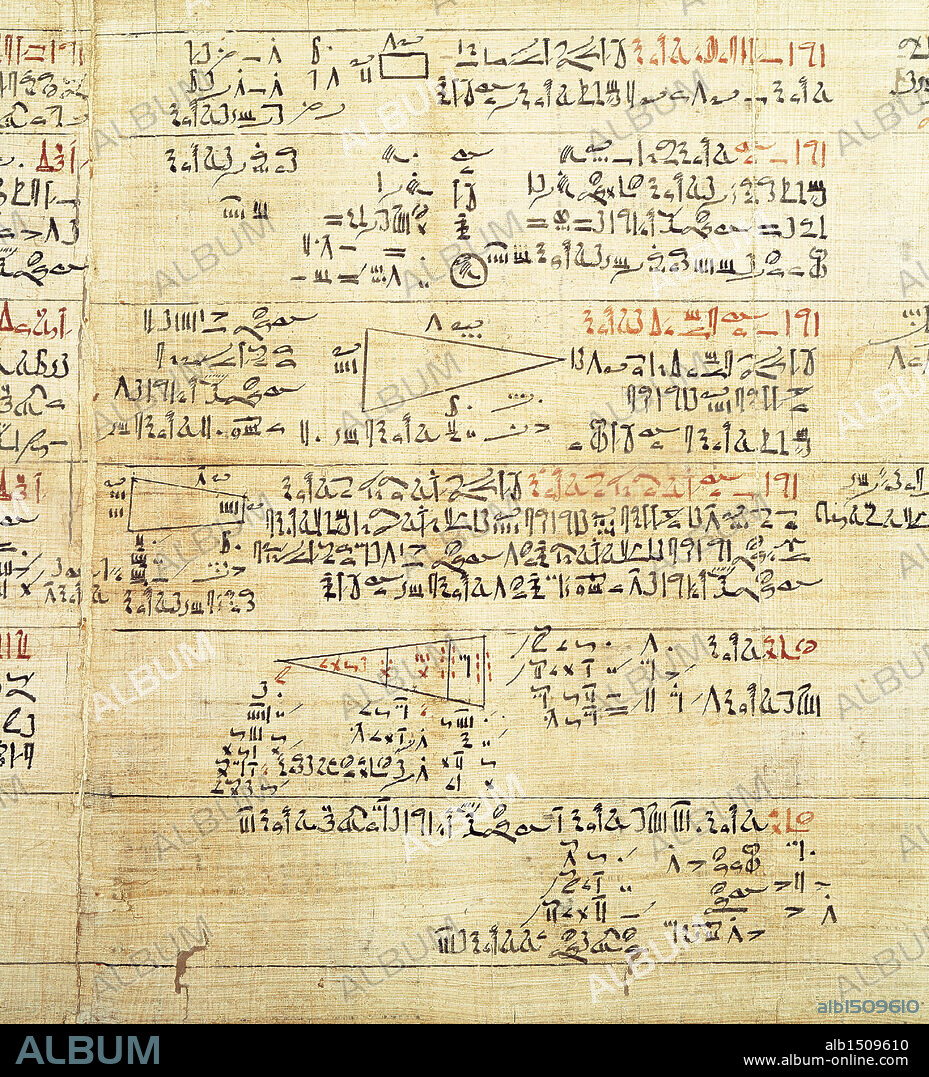 Egyptian civilization. Rhind Mathematical Papyrus, written in hieratic script, circa 1650 b.C.