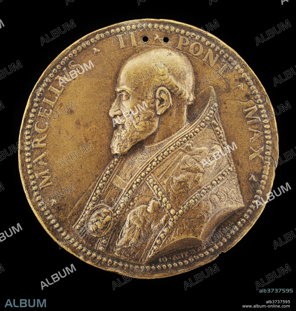 GIOVANNI ANTONIO DE' ROSSI. Marcellus II (Marcello Corvino, 1501-1555), Pope 1555 [obverse]. Dated: c. 1555. Dimensions: overall (diameter): 7.6 cm (3 in.). Medium: bronze.