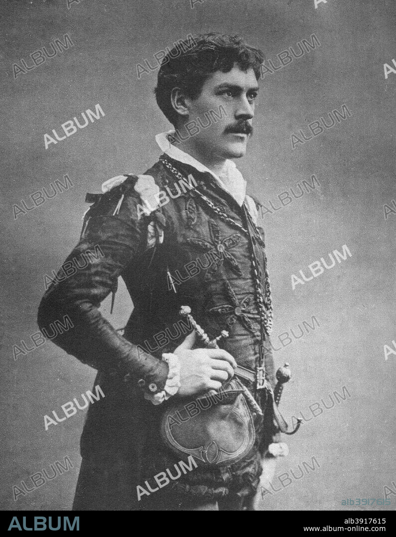 George Alexander, British actor and theatre manager, as 'Faust', 1887. A photograph from The Theatre, A Monthly Review, Volume X, July to December, 1887, Carson & Comerford, London, 1887.