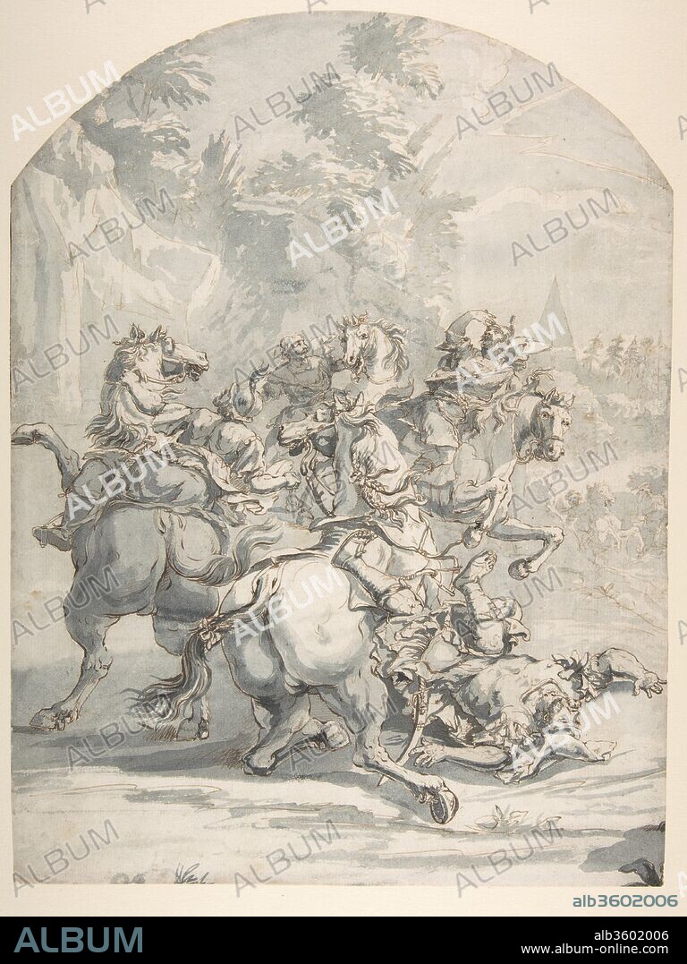 FRANCESCO MONTI ("IL BRESCIANINO DELLE BATTAGLIE") (ITALIAN, BOLOGNA 1685-1768 BRESCIA) -IL BRESCIANINO DELLE BATTAGLIE ?. Cavalry Engagement. Artist: Francesco Monti ("Il Brescianino delle Battaglie") (Italian, Bologna 1685-1768 Brescia) - Il Brescianino delle Battaglie ?. Dimensions: 13 5/16 x 10 1/16in. (33.8 x 25.6cm). Date: 1646-1712.