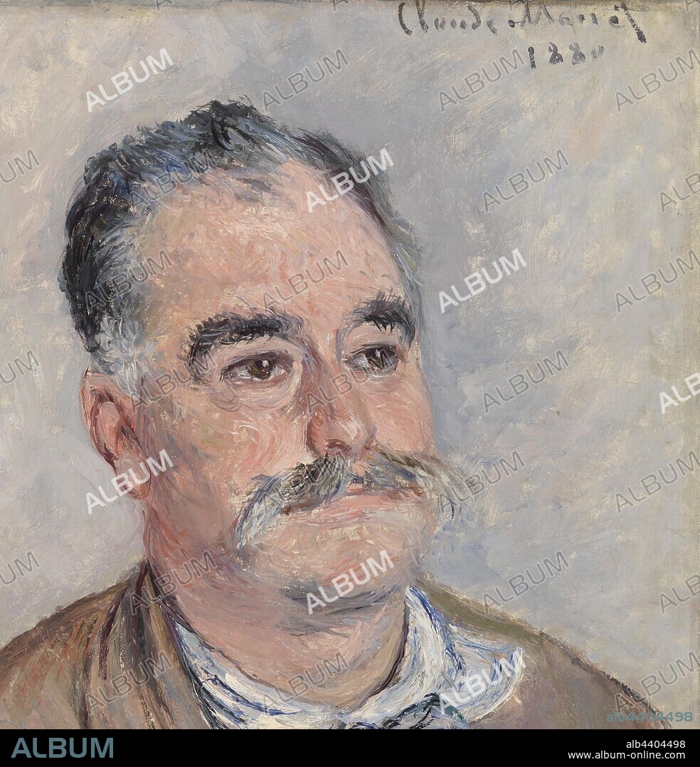 Claude Monet: Monsieur Coqueret (Father) (Portrait de Monsieur Coqueret [Père]), Claude Monet, 1880, Oil on canvas (later mounted to panel), This is Narcisse Coqueret, a compass maker and early collector of Monet's work. Coqueret owned a factory near Vétheuil, a small town on the Seine river where Monet lived from 1878 to 1881; his acquisitions from the artist tended to be landscapes depicting the area. He commissioned this portrait in 1880. Monet also painted a portrait of Coqueret's son, Paul., Overall: 20 1/2 x 15 3/4 in. (52 x 40 cm).